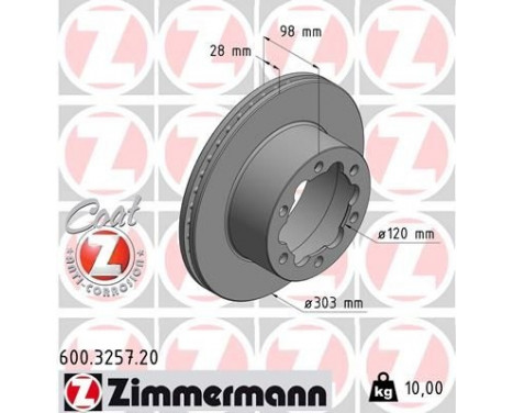 Disque de frein COAT Z 600.3257.20 Zimmermann