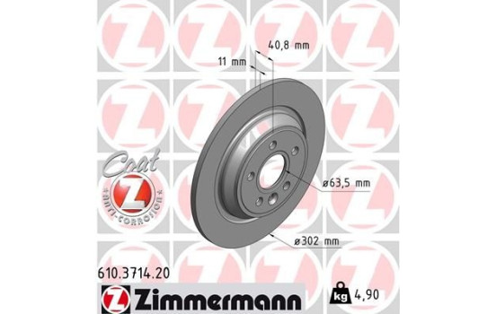 Disque de frein COAT Z 610.3714.20 Zimmermann, Image 2