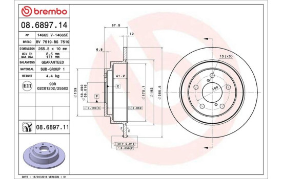Disque de frein COATED DISC LINE 08.6897.11 Brembo, Image 3