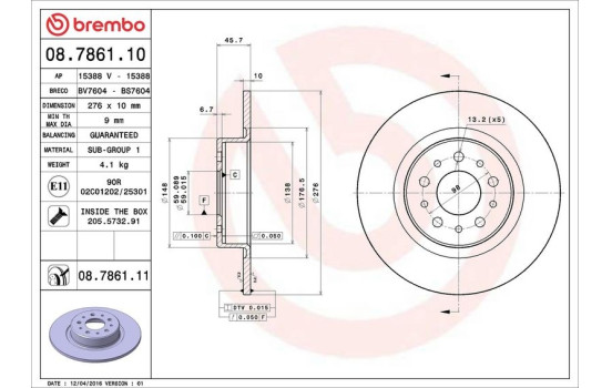 Disque de frein COATED DISC LINE 08.7861.11 Brembo, Image 3
