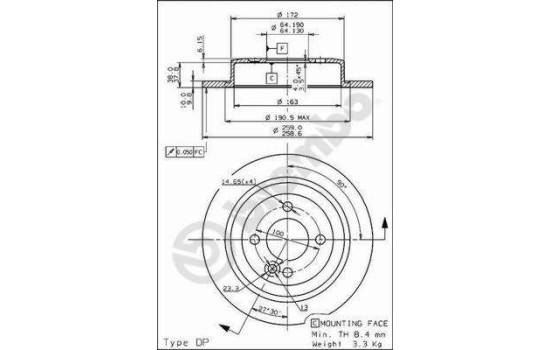 Disque de frein COATED DISC LINE 08.9163.11 Brembo, Image 2