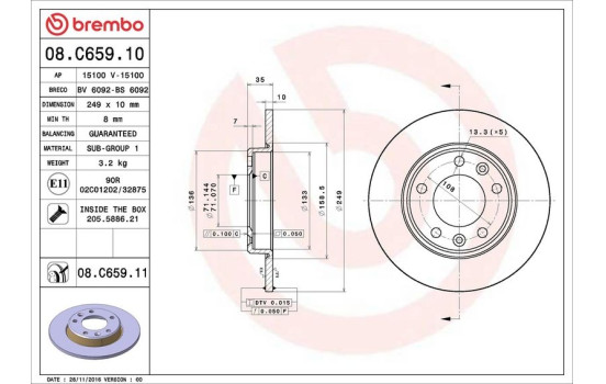Disque de frein COATED DISC LINE 08.C659.11 Brembo, Image 3