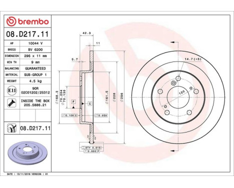 Disque de frein COATED DISC LINE 08.D217.11 Brembo