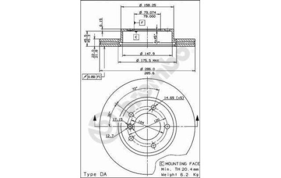 Disque de frein COATED DISC LINE 09.5390.31 Brembo, Image 2