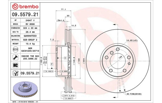 Disque de frein COATED DISC LINE 09.5579.21 Brembo, Image 3