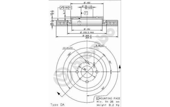 Disque de frein COATED DISC LINE 09.6843.11 Brembo, Image 2
