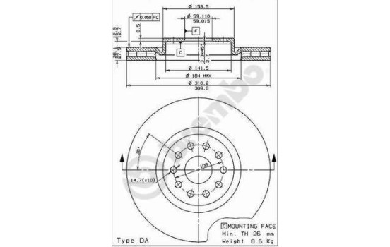 Disque de frein COATED DISC LINE 09.7074.11 Brembo, Image 2