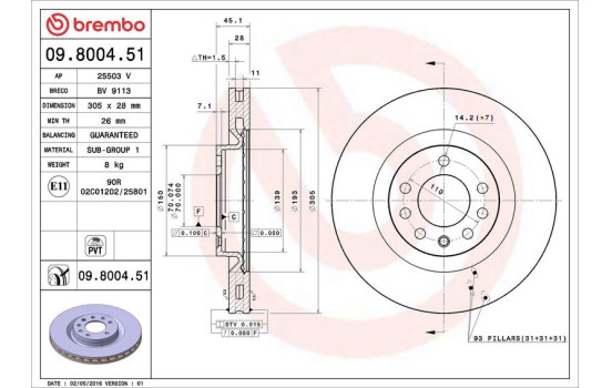 Disque de frein COATED DISC LINE 09.8004.51 Brembo, Image 3