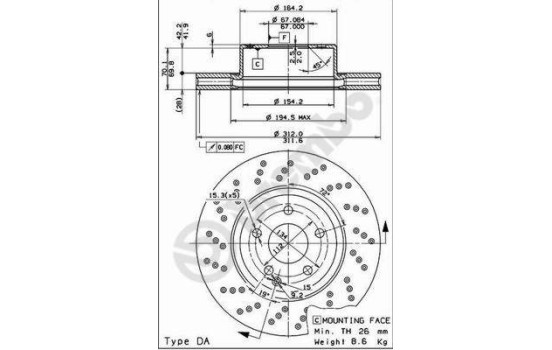 Disque de frein COATED DISC LINE 09.8127.11 Brembo, Image 2