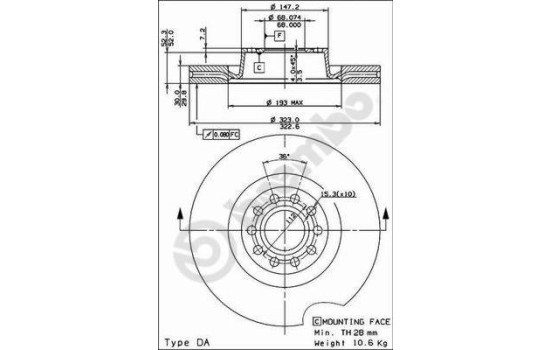 Disque de frein COATED DISC LINE 09.8324.11 Brembo, Image 2