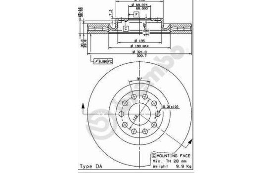 Disque de frein COATED DISC LINE 09.8689.11 Brembo, Image 2