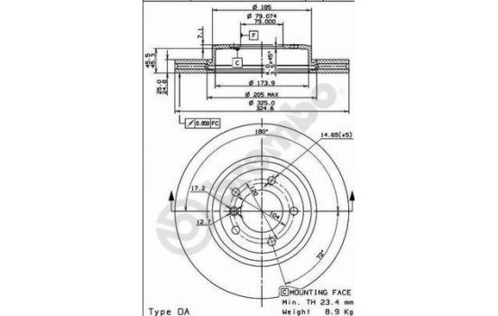 Disque de frein COATED DISC LINE 09.8952.11 Brembo, Image 2