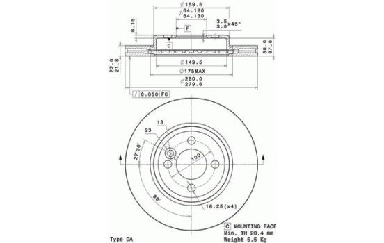 Disque de frein COATED DISC LINE 09.A761.11 Brembo, Image 3
