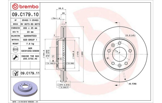 Disque de frein COATED DISC LINE 09.C179.11 Brembo, Image 3