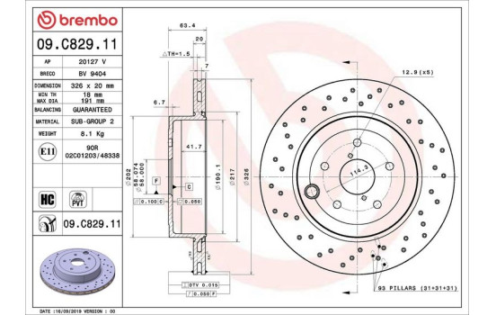 Disque de frein COATED DISC LINE 09.C829.11 Brembo, Image 2