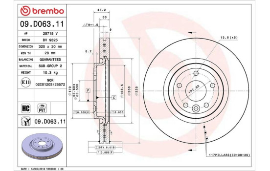 Disque de frein COATED DISC LINE 09.D063.11 Brembo