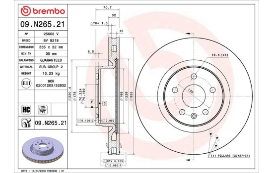 Disque de frein COATED DISC LINE 09.N265.21 Brembo, Image 2