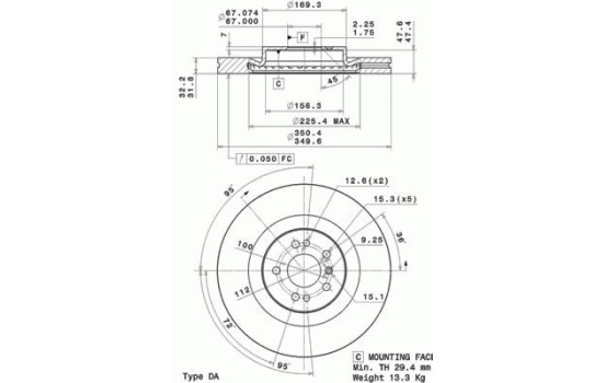 Disque de frein COATED DISC LINE 09.R103.11 Brembo, Image 2