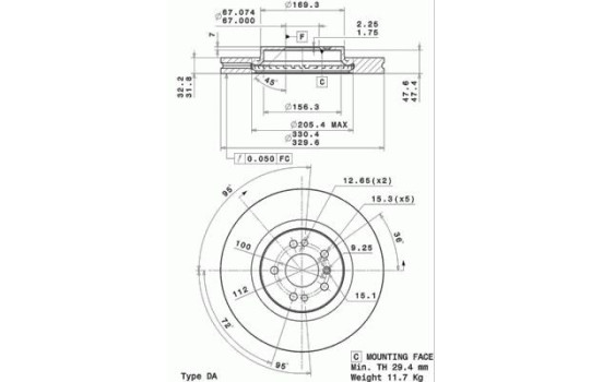 Disque de frein COATED DISC LINE 09.R104.11 Brembo, Image 2