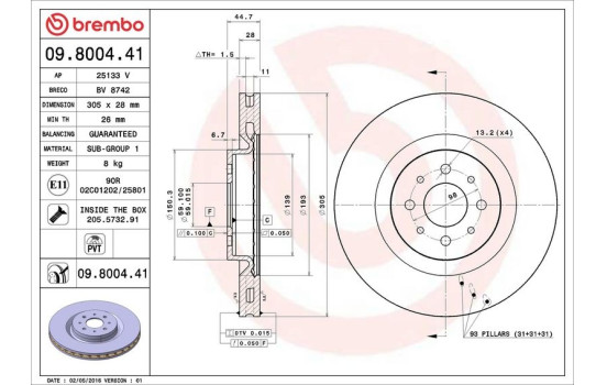 Disque de frein COATED DISC LINE 09800441 Brembo, Image 3