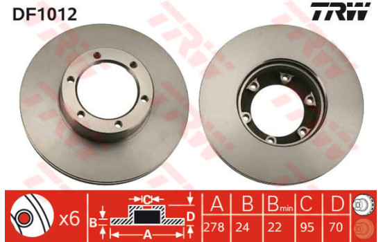 Disque de frein DF1012 TRW