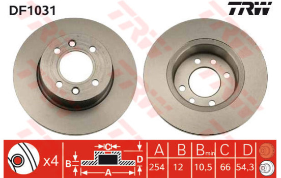 Disque de frein DF1031 TRW