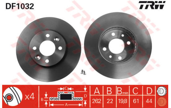 Disque de frein DF1032 TRW