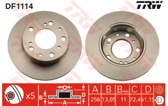 Disque de frein DF1114 TRW