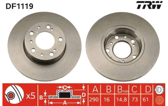 Disque de frein DF1119 TRW
