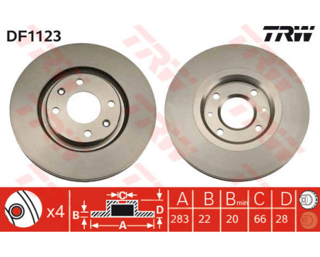 Disque de frein DF1123 TRW