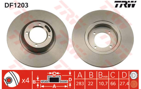 Disque de frein DF1203 TRW