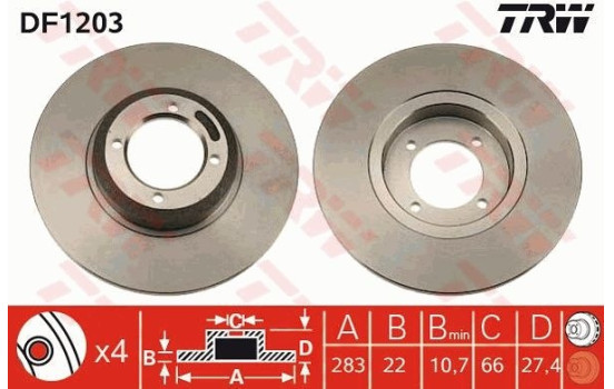 Disque de frein DF1203 TRW, Image 2