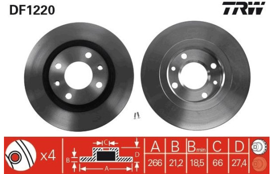 Disque de frein DF1220 TRW, Image 3