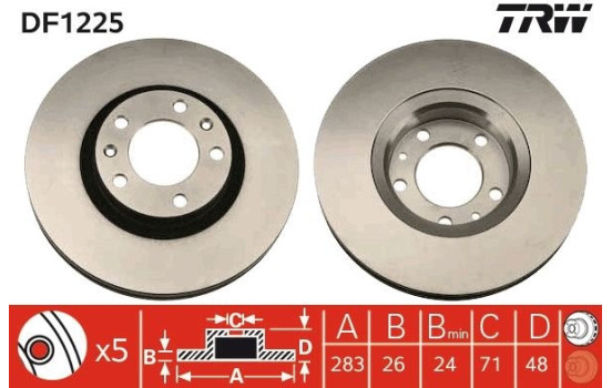 Disque de frein DF1225 TRW