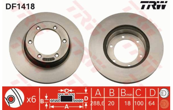 Disque de frein DF1418 TRW