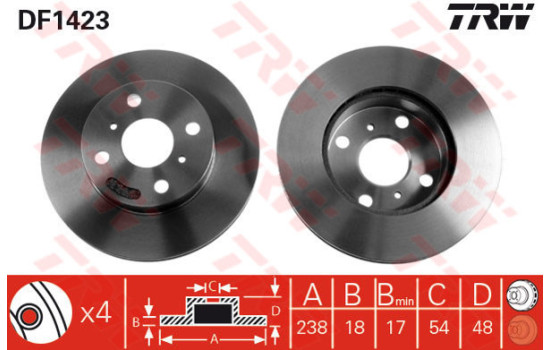 Disque de frein DF1423 TRW