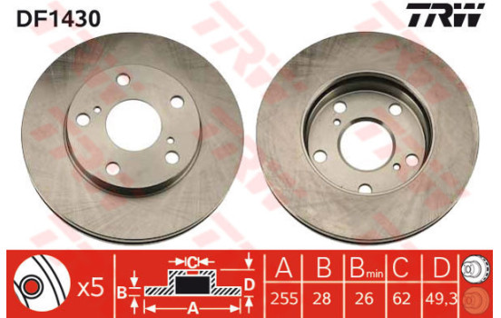Disque de frein DF1430 TRW