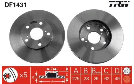 Disque de frein DF1431 TRW, Image 2