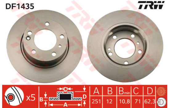 Disque de frein DF1435 TRW