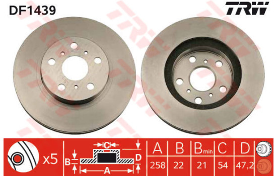 Disque de frein DF1439 TRW