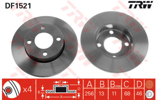 Disque de frein DF1521 TRW
