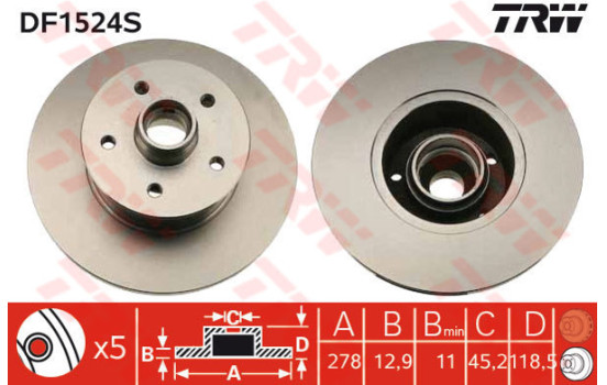 Disque de frein DF1524S TRW