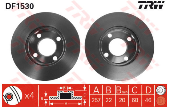 Disque de frein DF1530 TRW