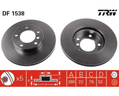 Disque de frein DF1538 TRW, Image 3