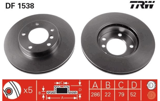 Disque de frein DF1538 TRW, Image 3