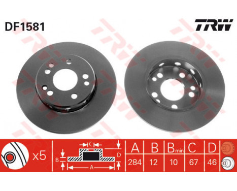 Disque de frein DF1581 TRW