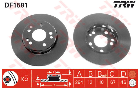 Disque de frein DF1581 TRW