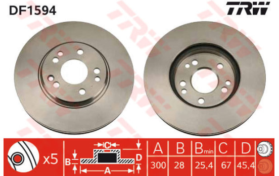 Disque de frein DF1594 TRW