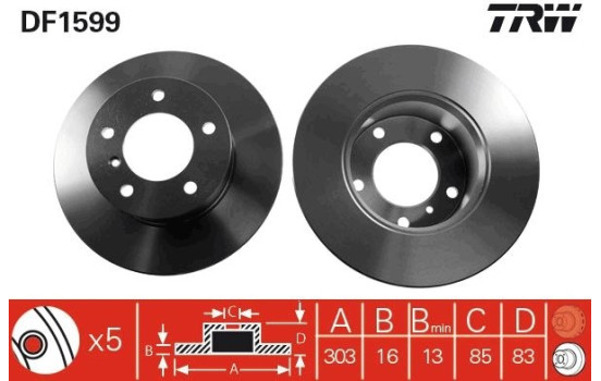 Disque de frein DF1599 TRW, Image 2