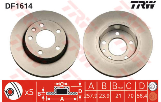 Disque de frein DF1614 TRW